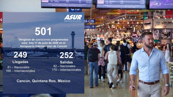 Aeropuerto de Cancún repunta en operaciones de fin de semana con 501 vuelos
