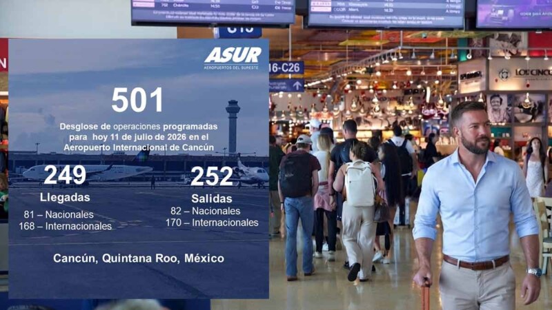 Aeropuerto de Cancún repunta en operaciones de fin de semana con 501 vuelos