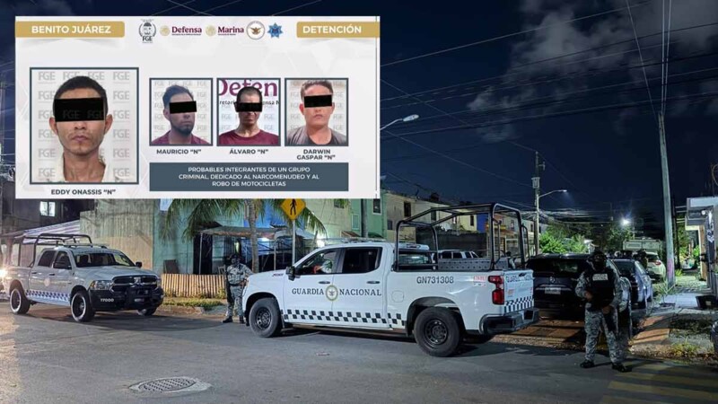 Caen tres presuntos miembros más de célula delictiva atrapada en Cancún