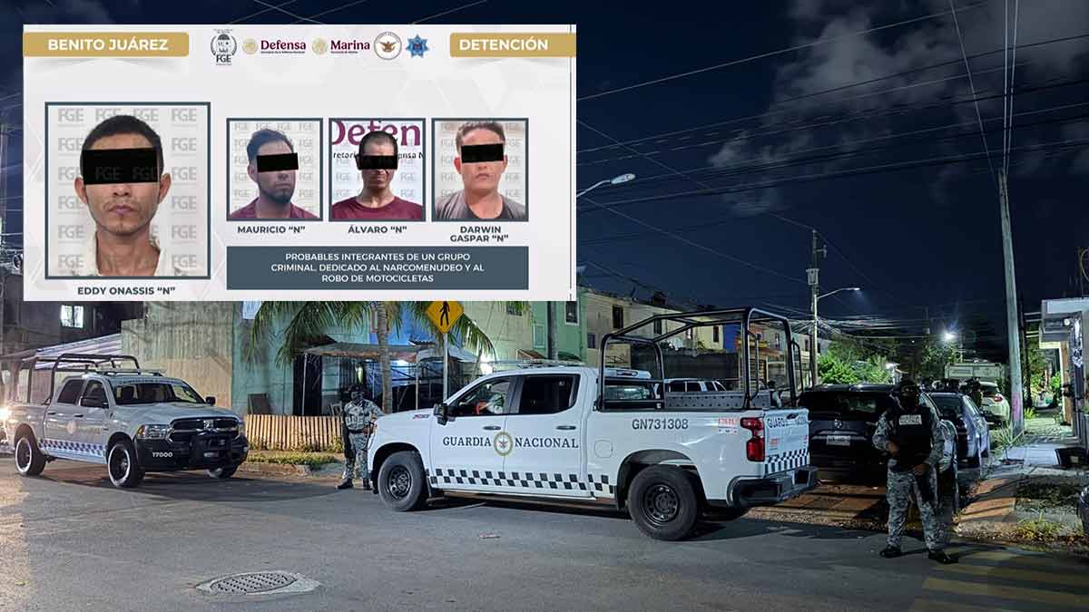Caen tres presuntos miembros más de célula delictiva atrapada en Cancún