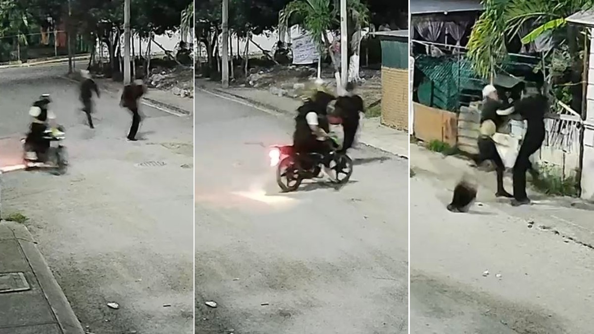 Asalto a trabajador en Villas del Mar 2 en Cancún queda registrado por cámaras de vigilancia