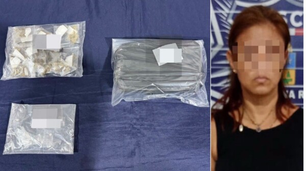 Binomio canino detecta a una mujer con drogas en la terminal de autobuses de Cancún
