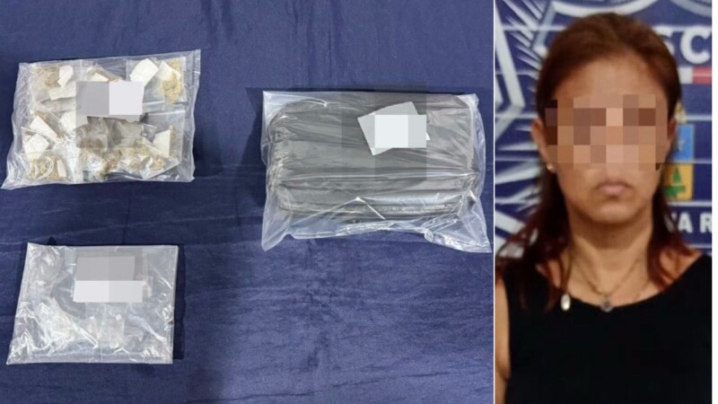 Binomio canino detecta a una mujer con drogas en la terminal de autobuses de Cancún
