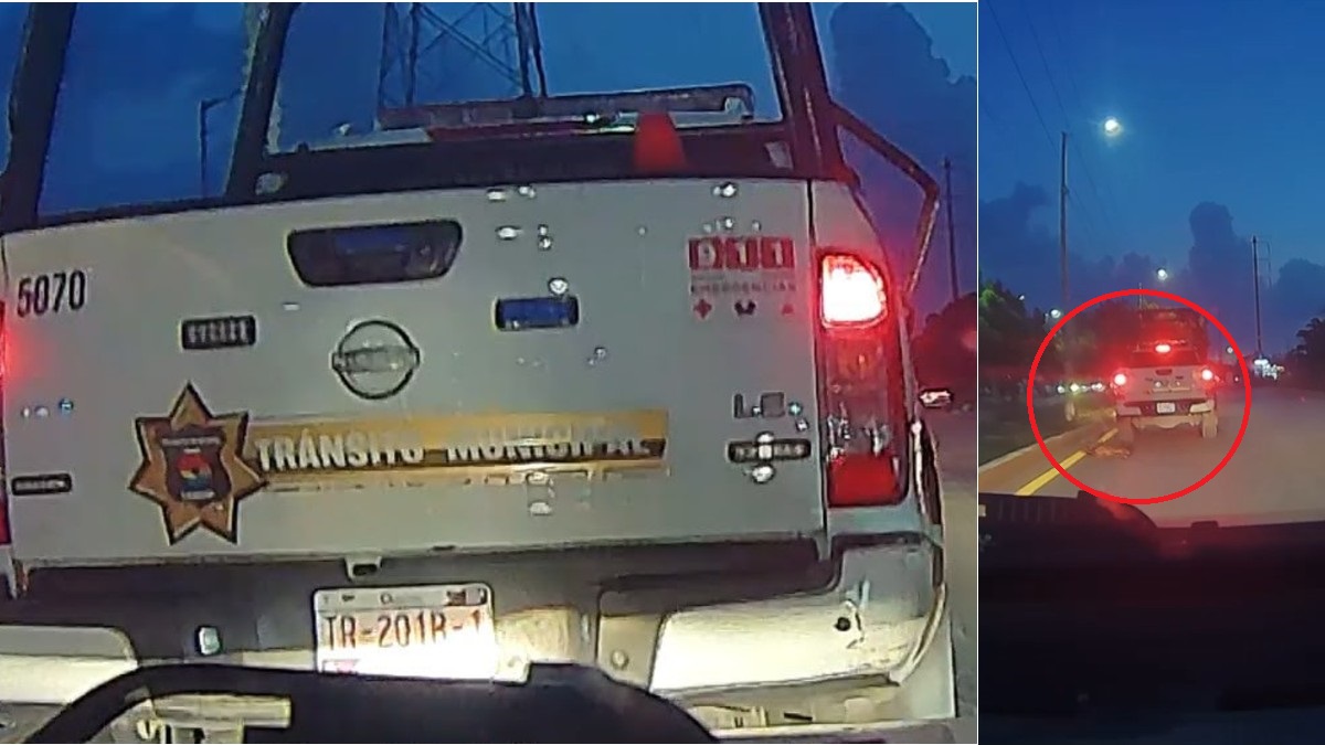 Captan en video a patrulleros de Tránsito atropellando a un perro en Cancún