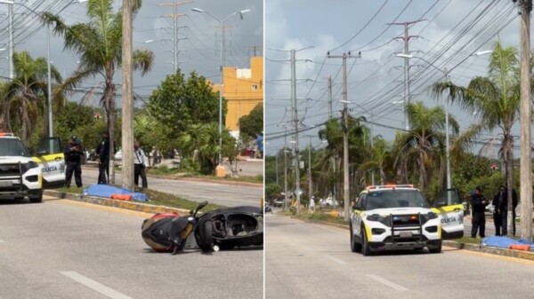 Motociclista pierde la vida tras derrapar e impactarse contra un poste en Cielo Nuevo en Cancún