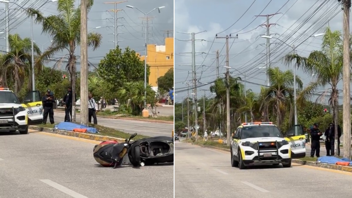 Motociclista pierde la vida tras derrapar e impactarse contra un poste en Cielo Nuevo en Cancún