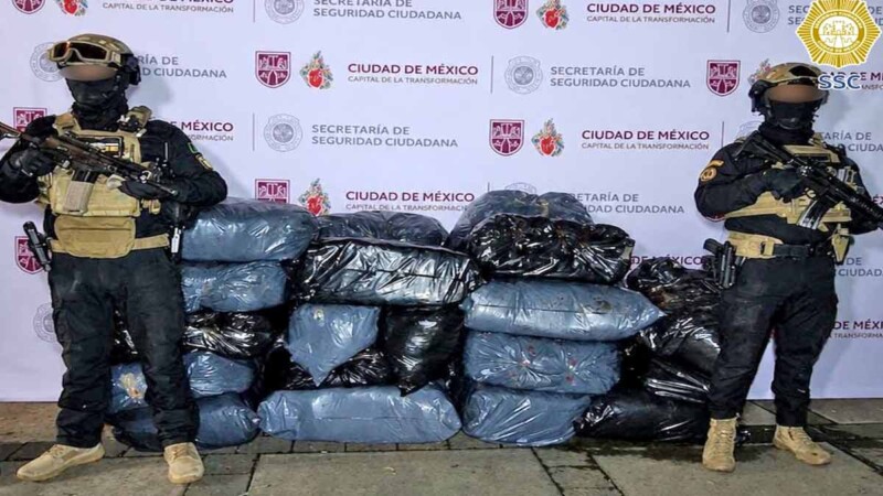 Autoridades aseguran media tonelada de marihuana durante operativo en la CDMX