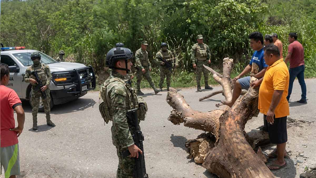 Pescadores bloquean a convoy de SEMAR tras operativo  en Campeche