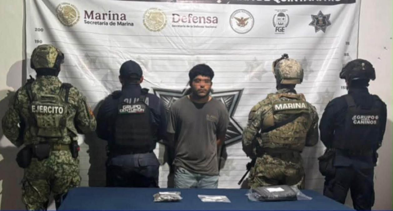 Detienen a sujeto en Playa del Carmen por presuntos delitos contra la salud