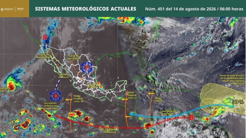 Pronóstico del clima en Quintana Roo para hoy viernes 14 de agosto 2026