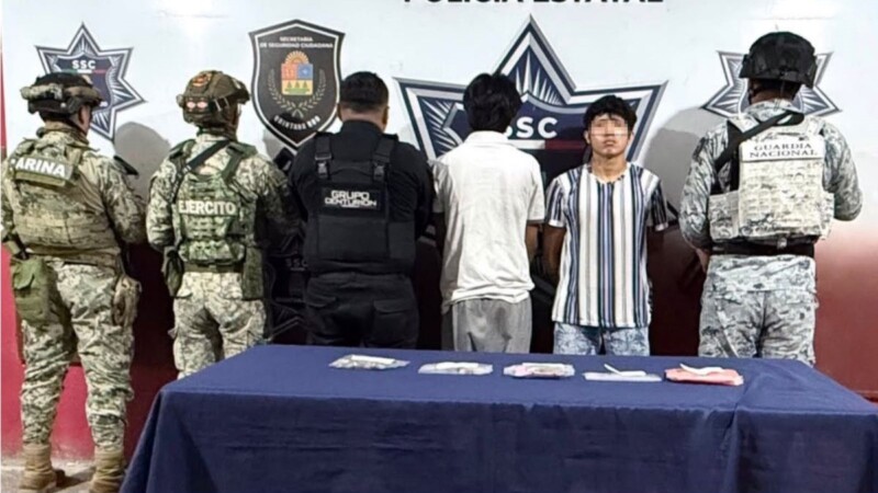 Detienen a dos personas por posesión de droga en La Joya en Cancún