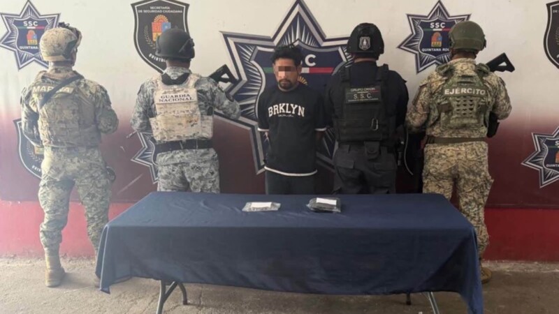 Capturan a sujeto con varias bolsas con drogas en Punta Sam, Isla Mujeres