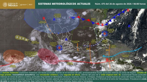 Pronóstico del clima en Quintana Roo para hoy miércoles 26 de agosto 2026