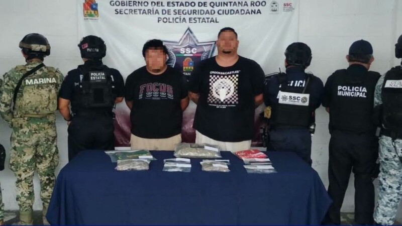 Detienen en Cozumel a dos hombres con más de 150 dosis de enervantes