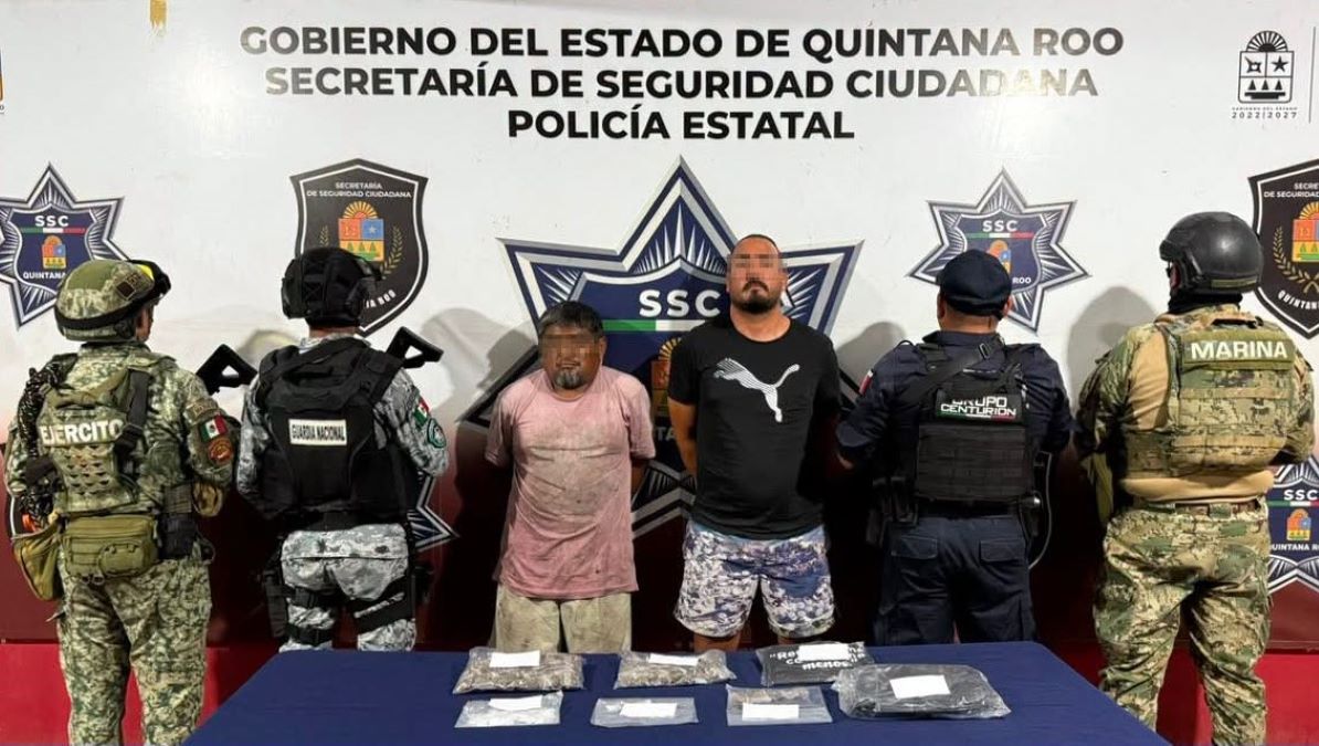 Arrestan a dos hombres con presuntas drogas en la Zona Hotelera de Cancún