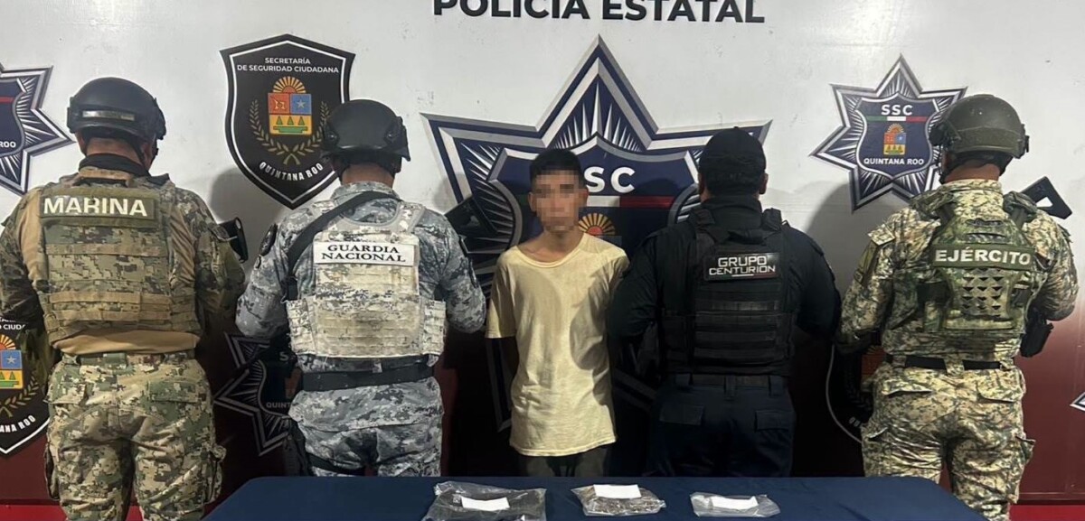 Detienen en Cancún a hombre con presunta droga tras intentar escapar en bicicleta