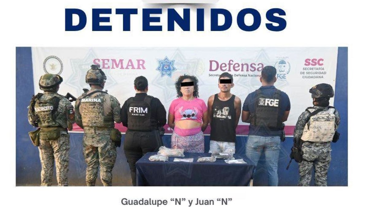 Capturan a pareja con presunta marihuana y cristal en la Supermanzana 229 de Cancún