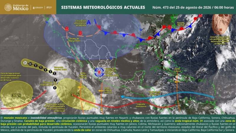 Pronóstico del clima en Quintana Roo para hoy martes 25 de agosto 2026