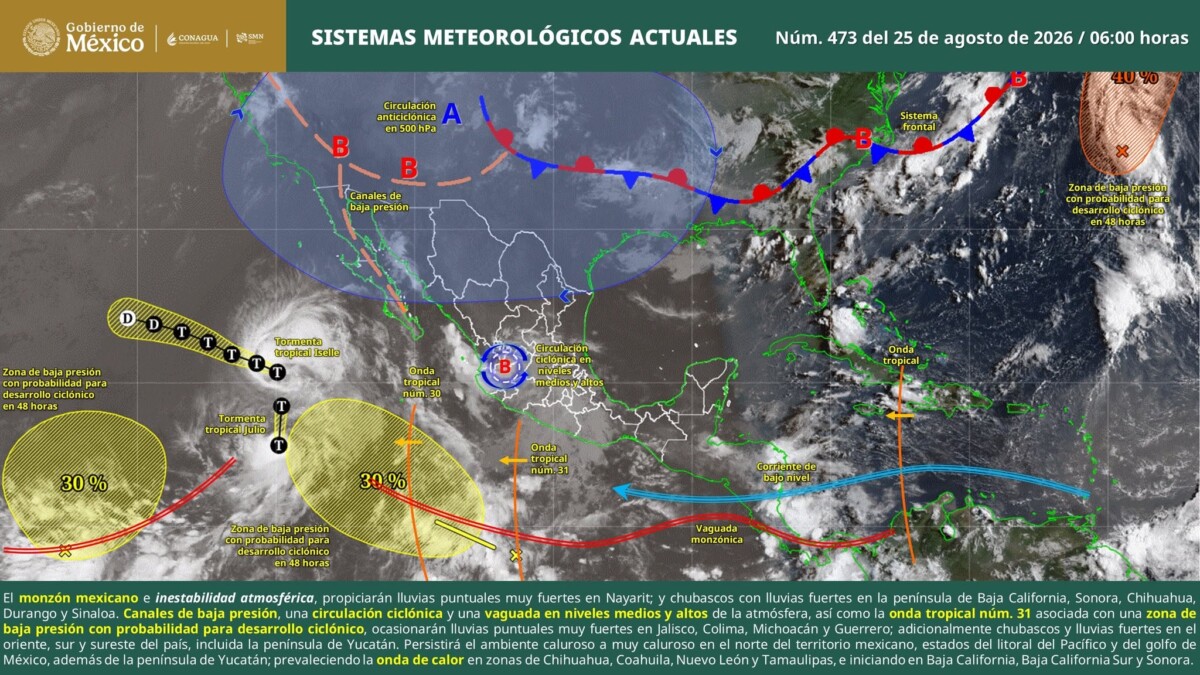 Pronóstico del clima en Quintana Roo para hoy martes 25 de agosto 2026