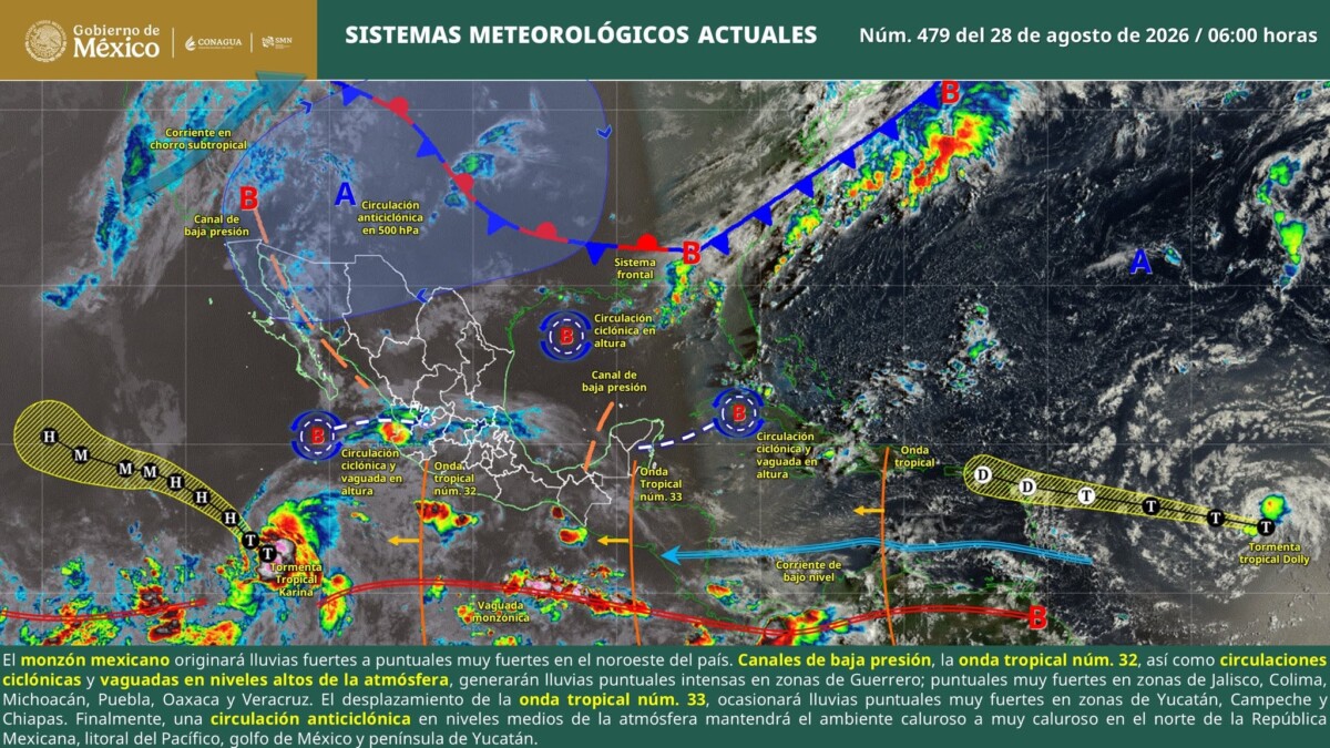 Pronóstico del clima en Quintana Roo para hoy viernes 28 agosto 2026