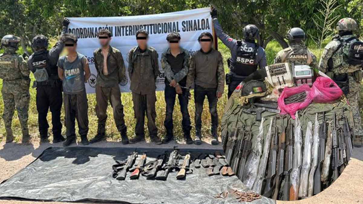 Autoridades federales incautan importante arsenal y detienen a ocho en Sinaloa