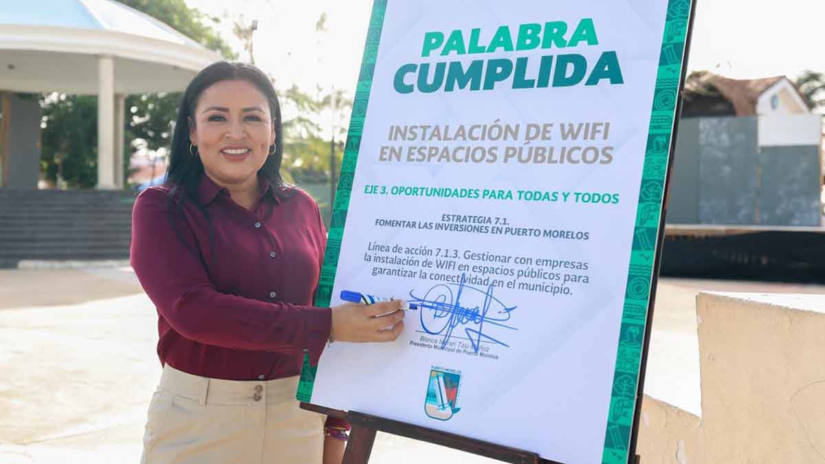 Puerto Morelos activa Wi-Fi gratuito en el parque Fundadores