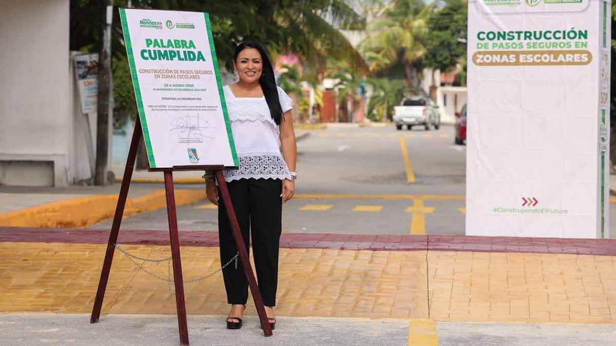 Inaugura Blanca Merari primer paso seguro en zona escolar frente al Jardin de Niños 5 de mayo