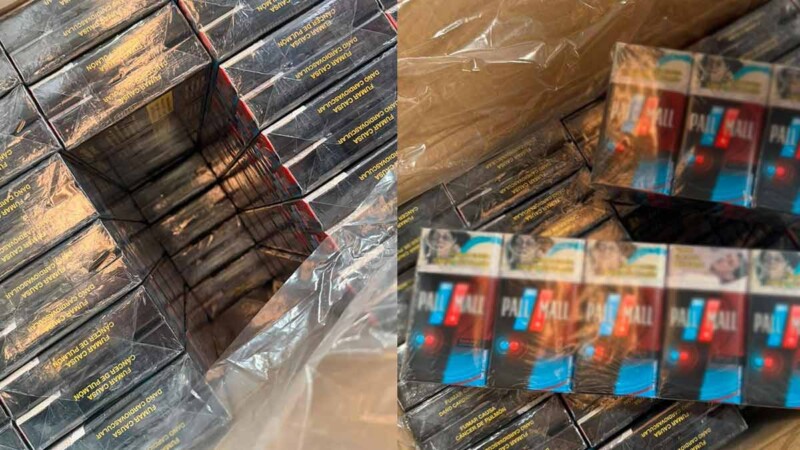 Aseguran más de 865 mil cajetillas de cigarros Pall Mall en el AICM