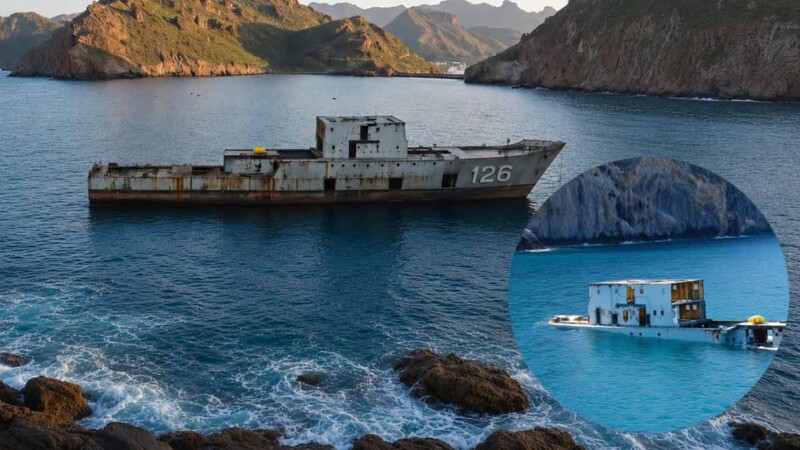 Hunden buque de la Armada de México en Sonora para crear arrecife artificial