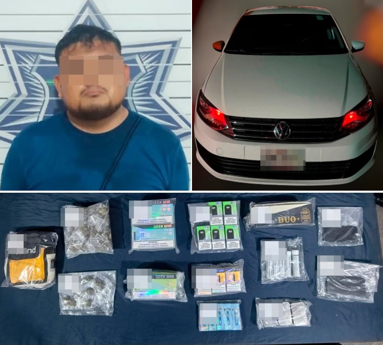 Luis Ángel “N” intentó evadir la acción policiaca abordando su Volkswagen Vento con placas de Quintana Roo.