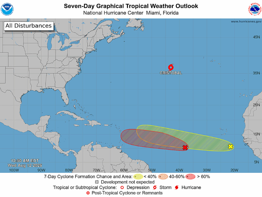 Tormenta tropical ‘Cristóbal’ se forma en el océano Atlántico
