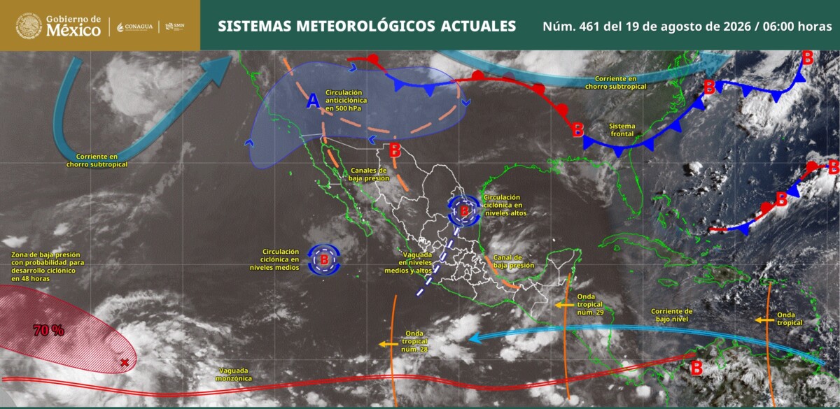 Pronóstico del clima en Quintana Roo para hoy miércoles 19 de agosto 2026