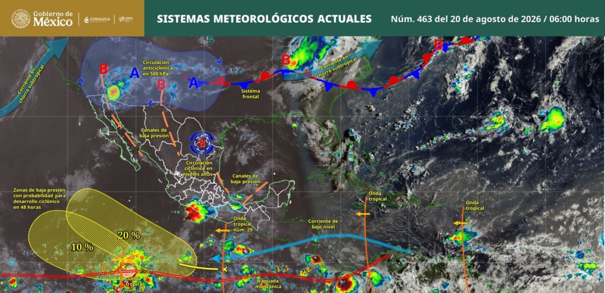 Pronóstico del clima en Quintana Roo para hoy jueves 20 de agosto 2026