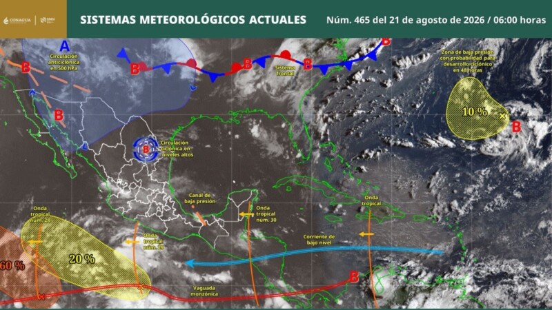 Pronóstico del clima en Quintana Roo para hoy viernes 21 de agosto 2026