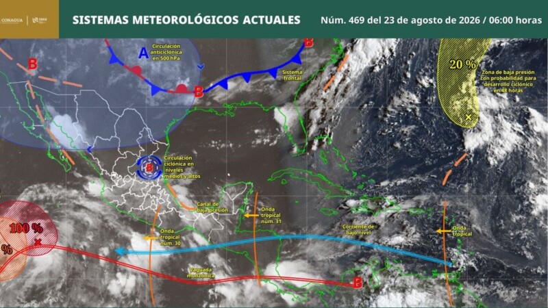 Pronóstico del clima en Quintana Roo para hoy domingo 23 de agosto 2026