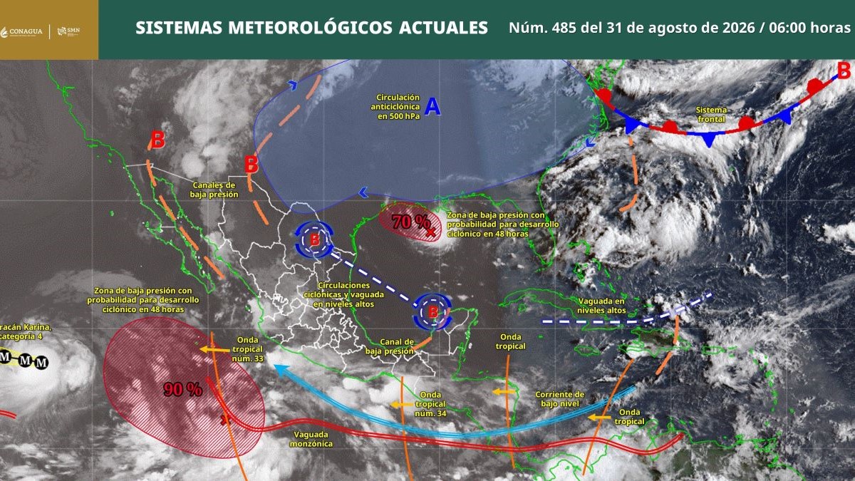 Pronóstico del clima en Quintana Roo para hoy lunes 31 de agosto 2026