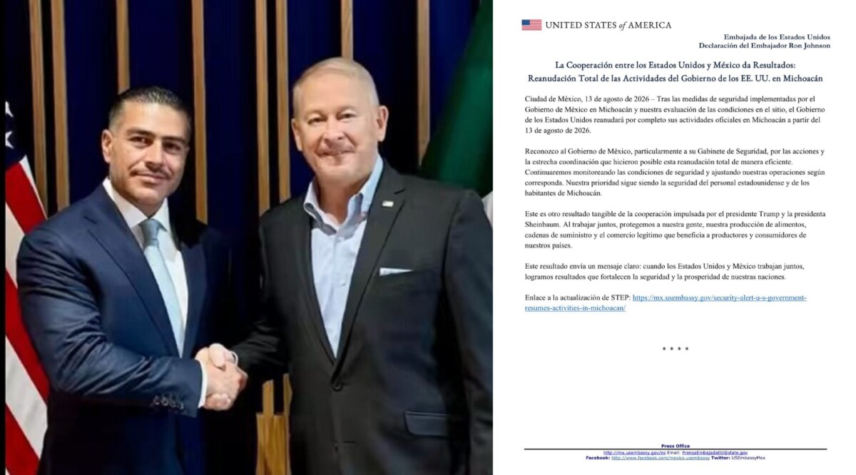 EU reanudará hoy actividades en Michoacán: Embajada