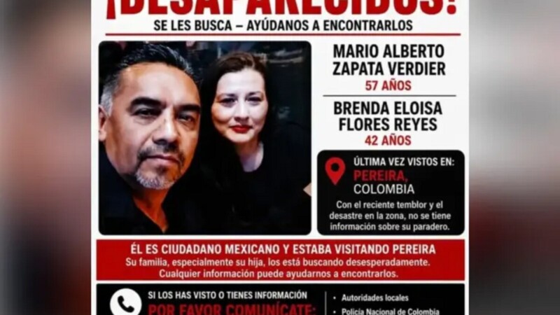 Hay dos ciudadanos mexicanos desaparecidos en Colombia