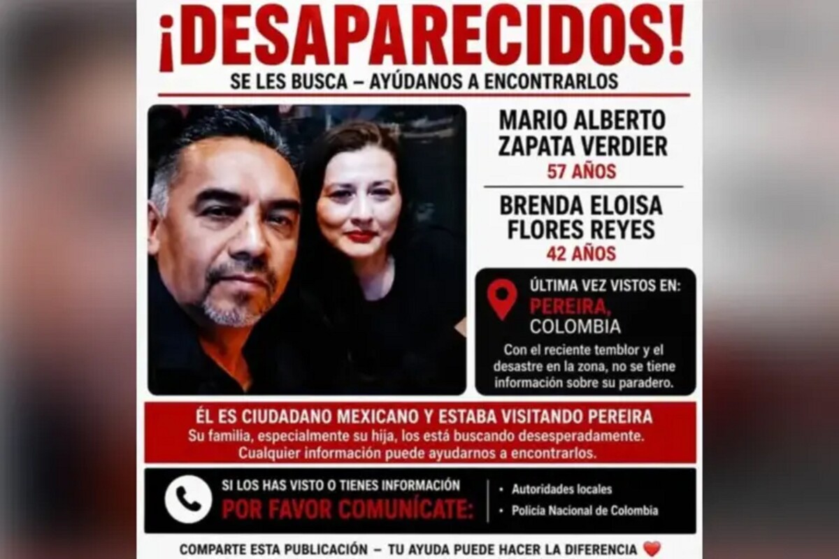 Hay dos ciudadanos mexicanos desaparecidos en Colombia