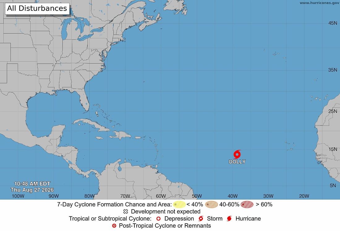 Esta mañana el sistema se ubica a aproximadamente a 2 mil 505 kilómetros (mil 555 millas) al este de las Islas de Sotavento y a 5 mil 155 kilómetros al este de Cancún.