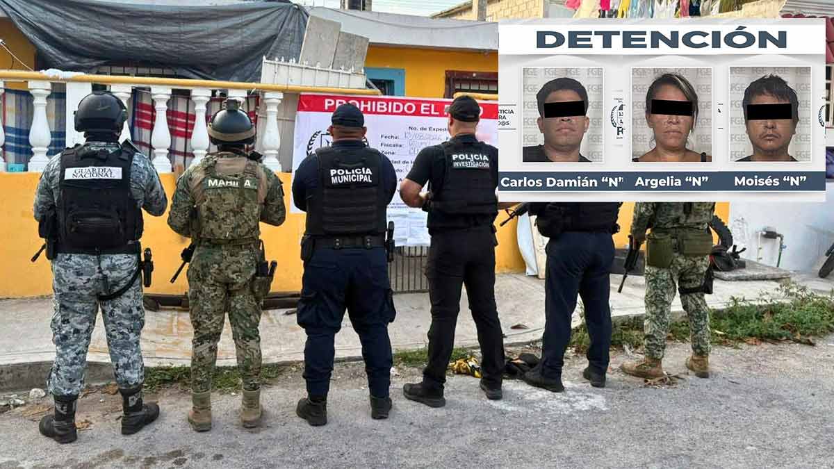 Aseguran presuntas drogas y detienen a tres personas durante cateos en Quintana Roo