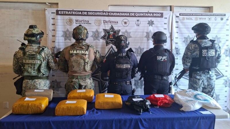 Localizan en la costa de Tulum 25 kilos de presunta marihuana