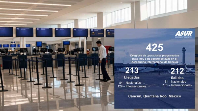 Sufre Aeropuerto de Cancún abrupto descenso en número de operaciones