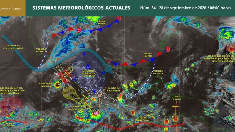 Pronóstico del clima en Quintana Roo para hoy lunes 28 de septiembre 2026.