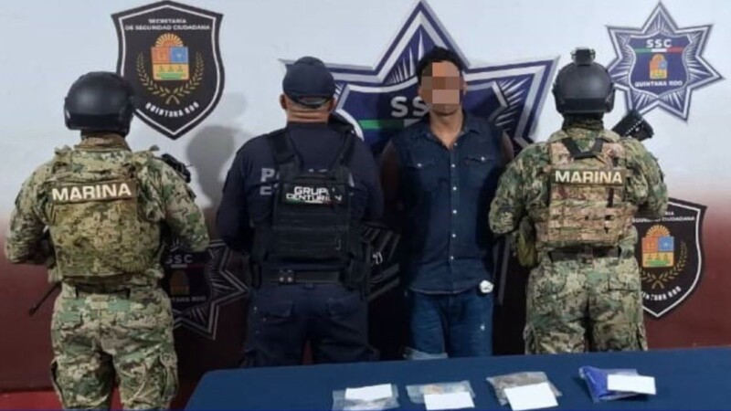 Capturan a sujeto con presuntos enervantes en la Supermanzana 23 de Cancún