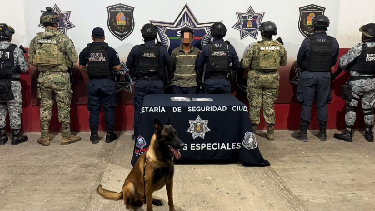 Detienen a hombre señalado como “La Comadreja” con presunto enervante en Chetumal.