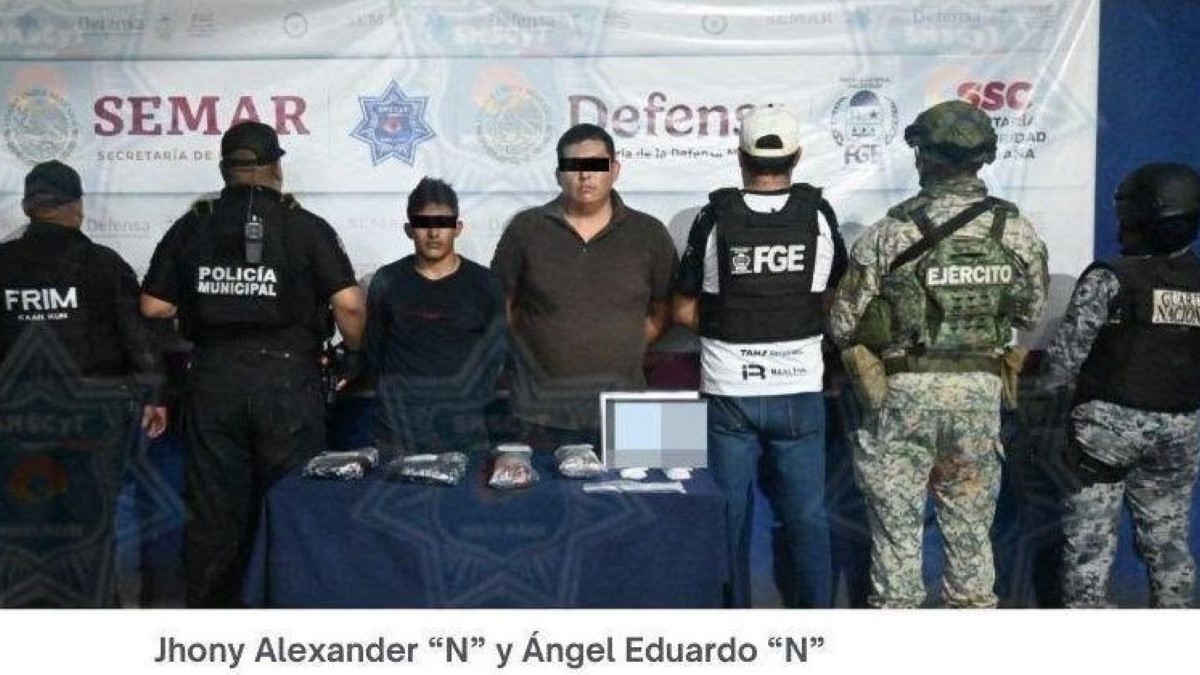 Capturan a dos hombres con presuntas drogas en la Supermanzana 308 de Cancún