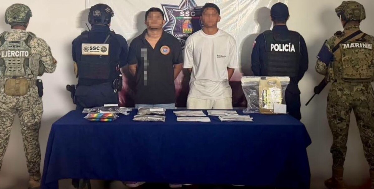 Detienen a dos hombres con presuntas drogas durante operativo en Cozumel