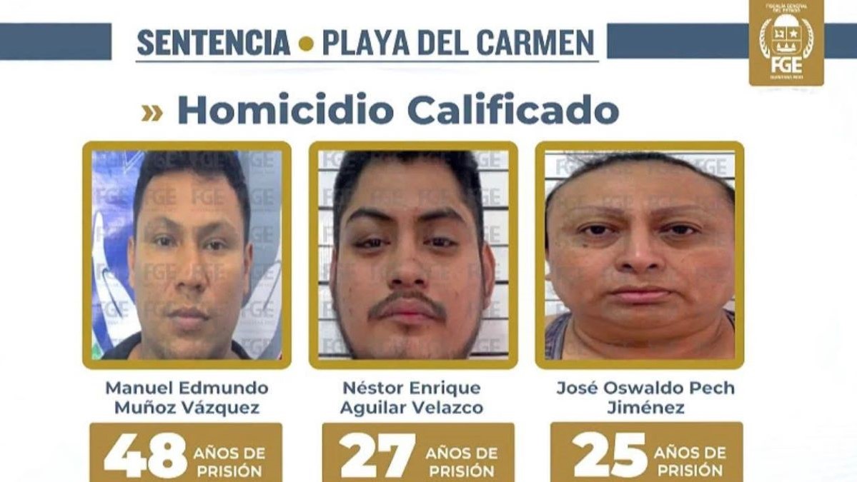 Tres sujetos reciben en conjunto 100 años de prisión por el homicidio de cuatro inspectores en Playa del Carmen.