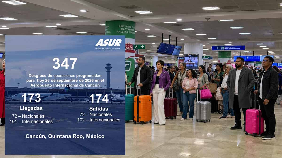 Aeropuerto de Cancún incrementa ligeramente sus vuelos con 347 este sábado
